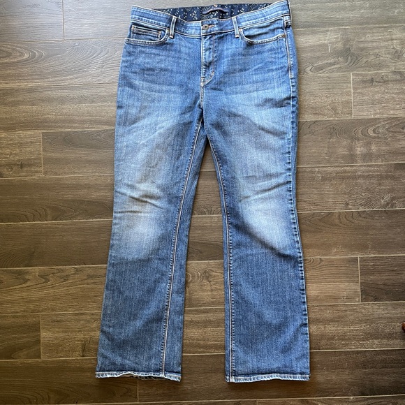 Levi's 525 Perfect Waist Boot Cut Jeans Women’s SZ 14 Dark Wash 5 Pocket Floral - Picture 1 of 16